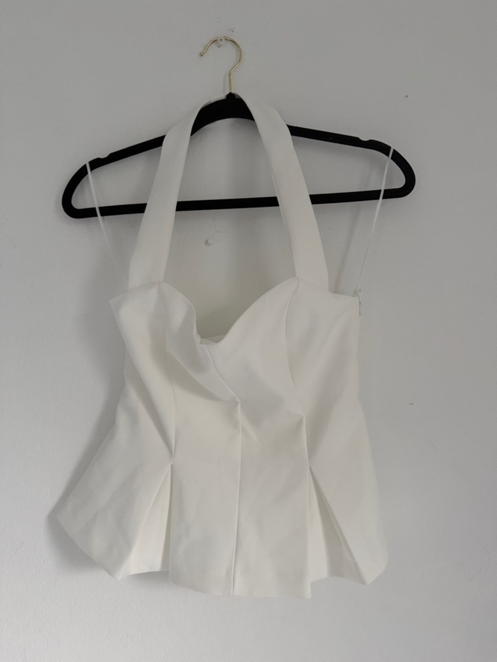 Zara White Pleated Halter Top
